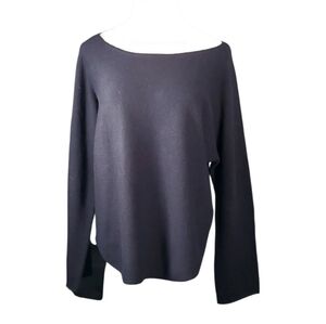 Vince Wool Cashmere Sweater Dolman Sleeve Boatneck Curved Hem Old Money  Top L